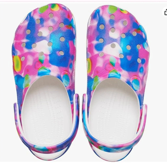 NWT Crocs Classic Solar Rainbow Clogs, tie dye, Women's 5, Men's 3 - Picture 3 of 5